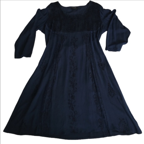 Romeo & Juliet Navy Long Sleeve Maxi Dress Size 1X - Picture 2 of 8